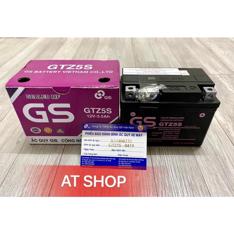 Bình ắc quy khô GS GTZ5S 3,5Ah Wave RS Rsx Rsv S, Nouvo456, Airblade110, Hayate X-Bike SKY Exciter L