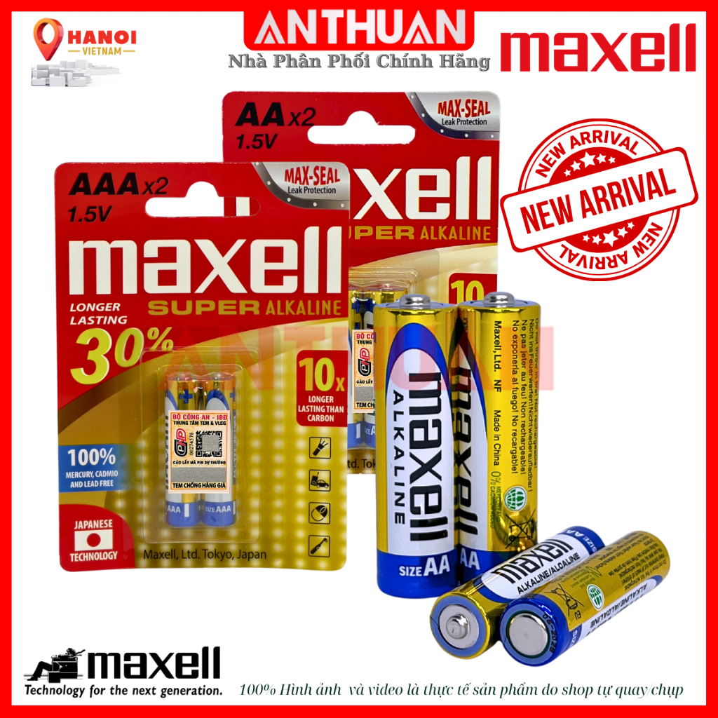 [MẪU MỚI]  Vỉ 2 viên Pin AA (2A), AAA (3A) Maxell Super Alkaline LR03 LR6 Lasting x10 siêu bền .
