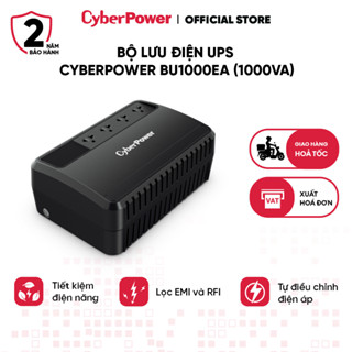Bộ Lưu Điện UPS Cyberpower BU1000EA (1000VA) Công Suất 630W Dùng Cho PC, NAS, Wifi, Bảo Hành 2 Năm