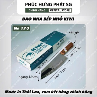 Dao bếp nhỏ Kiwi cán gỗ Mã 172 và 173 cán gỗ đầu nhon và vuông- Hàng Thái Lan chính hãng. Dài  29cm.