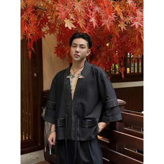Áo Sơ mi tay rộng Phong Cách Nhật Bản và quần dài ống suống chất carolan cao cấp - KIMONO HAORI Item By GUMADE