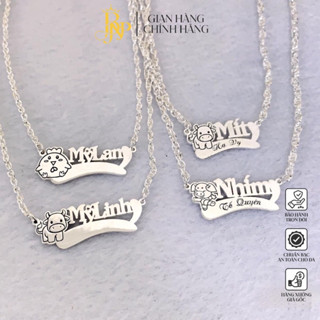 Dây chuyền khắc tên xoắn kép BNP bạc ta dày dặn , kèm hoạ tiết con giáp xinh xắn cho bé