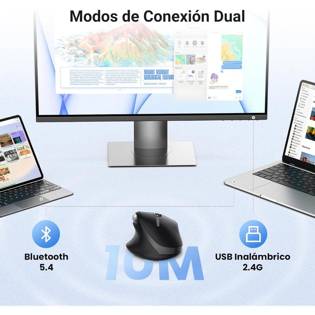Chuột không dây Ugreen 45792 M751, Bluetooth 5.4 & Wirelless 2.4GHz 5000DPI 5 cấp độ KEM 2 PIN | BigBuy360 - bigbuy360.vn