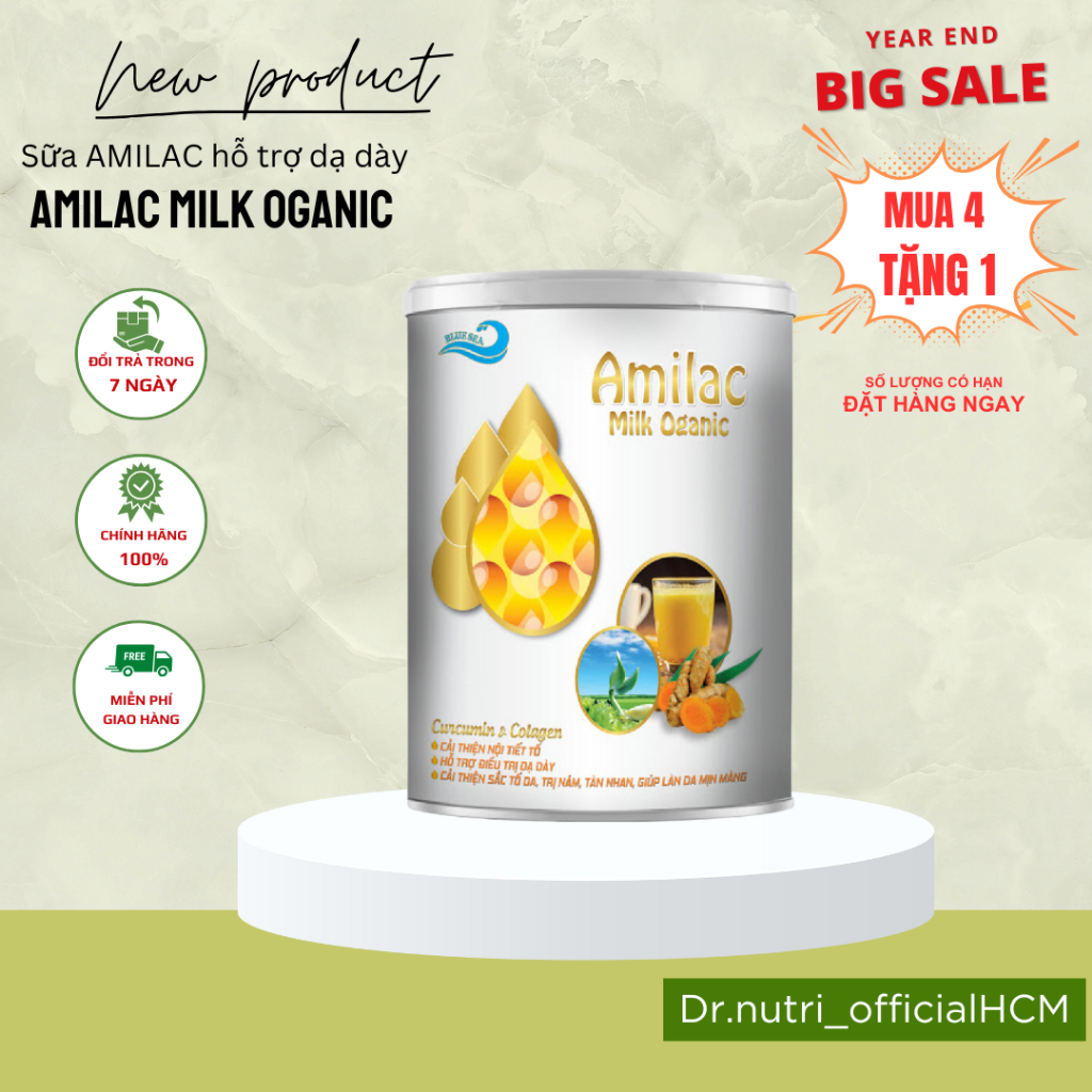 Sữa nghệ curcumin collagen mầm đậu nành Amilac Milk Organic MSP 8733