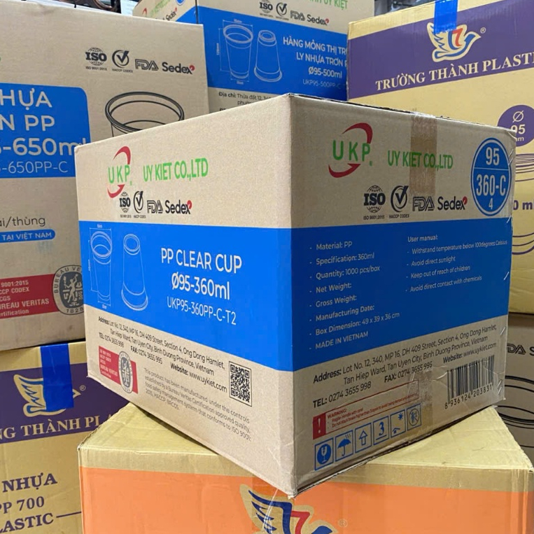Sỉ Nguyên Thùng 1000 Ly Nhựa Chịu Nhiệt PP UKP 360ml, 500ml, 650ml, 700ml
