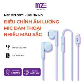 Tai nghe dây MZE Melody I WH01, đầu lightning, có mic đàm thoại, điều chỉnh âm lượng, dành cho ip