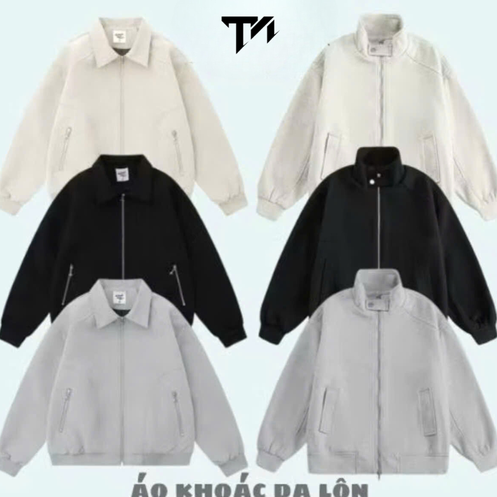 Áo khoác da lộn nam nữ hai lớp ,áo bomber da lộn trơn chất vải xịn ,áo bomber cổ bẻ xu hướng  2024