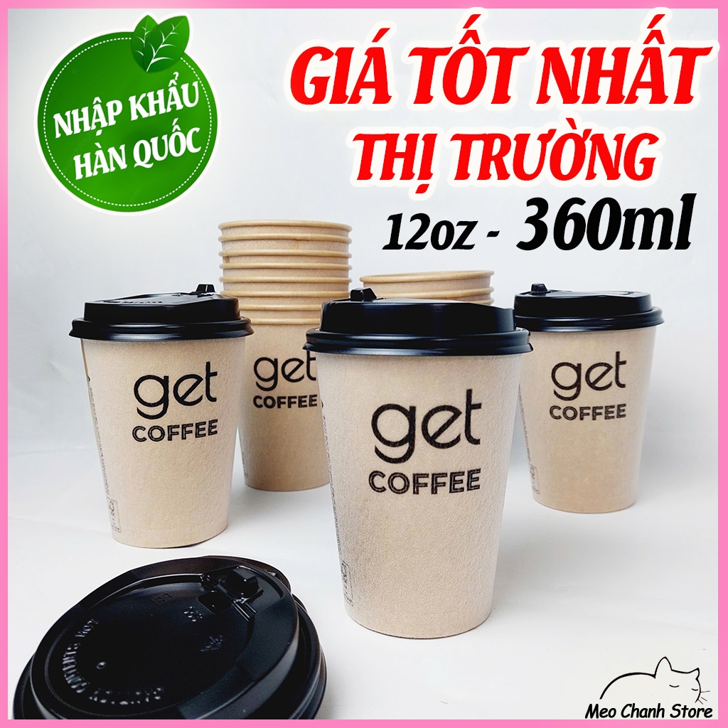 50 cốc giấy 360ml - ly giấy 12oz GET nâu đựng cafe siêu đẹp