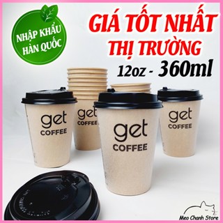 50 cốc giấy 360ml - ly giấy 12oz GET nâu đựng cafe siêu đẹp