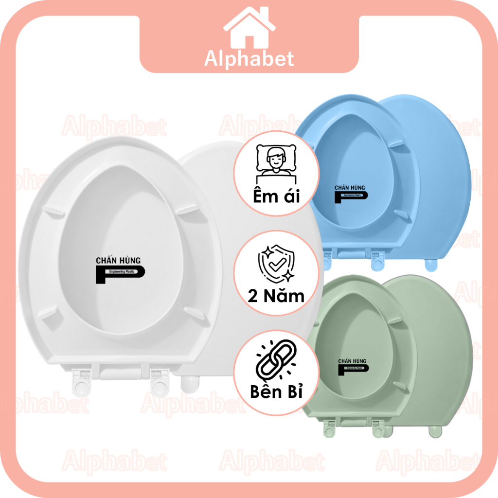 Nắp bồn cầu phù hợp với hầu hết bộ cầu phổ biến hiện nay INAX TOTO American Standard Viglacera HC Minh Long Thiên Thanh