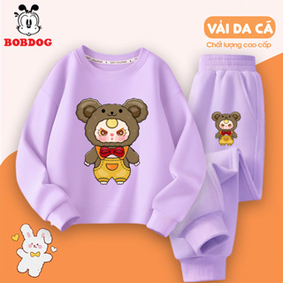  Set quần áo nỉ cho bé gái đồ bộ dài tay chất nỉ da cá ấm áp in hình BABY THREE cute MX-AH23 cho bé 