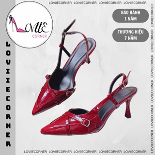  LOVIIECORNER GIÀY CAO GÓT MŨI NHỌN SLINGBACK 7 PHÂN - GUỐC SLINGBACK DA BÓNG PHỐI KHÓA CÀI HIỆN ĐẠI- G241157 