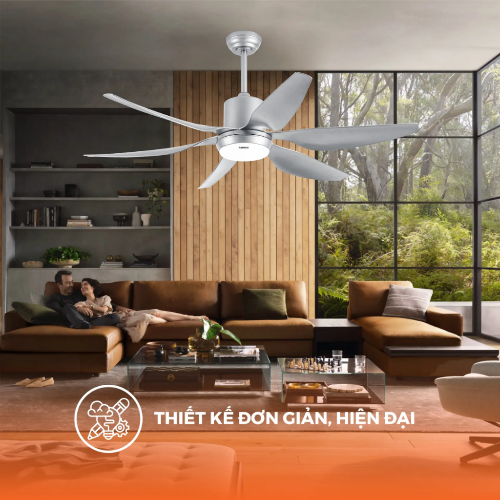 Quạt trần 6 cánh có đèn Led Nanoco NCF5462