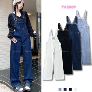 Quần Yếm Jean Nữ Ống Suông Rộng Dài Phối Túi , Yếm Bò Basic Phong Cách Ulzzang Vintage Hàn Quốc - 461