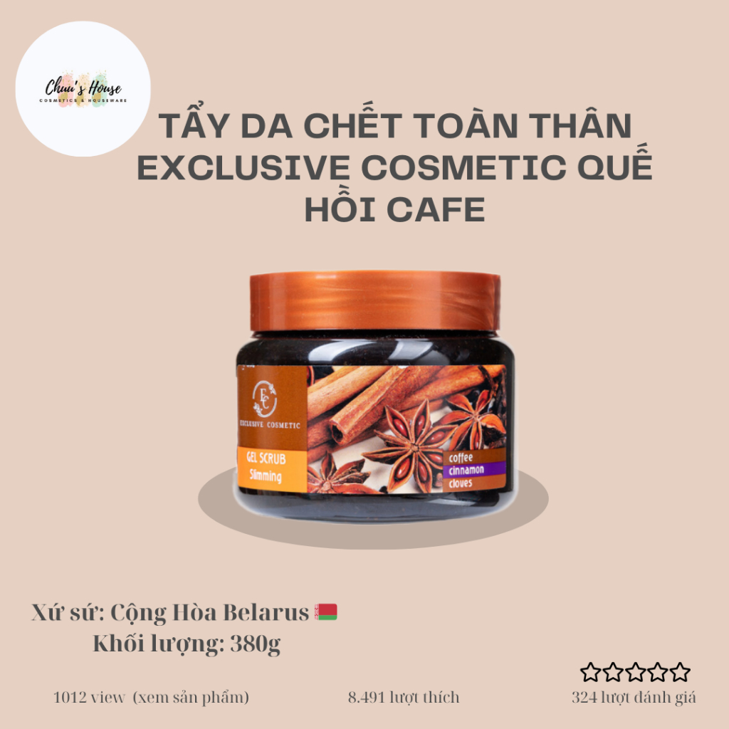 Tẩy tbc body quế hồi caphe Nga