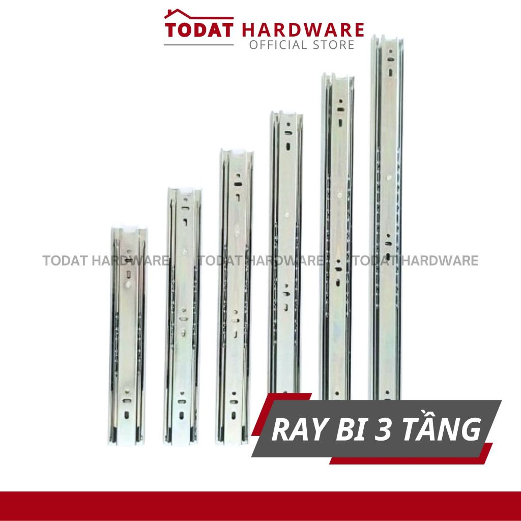 [3 bi] Bộ 2 thanh ray trượt hộc tủ - Ray trượt 3 bi 3 tầng ngăn kéo tủ bản rộng 42mm