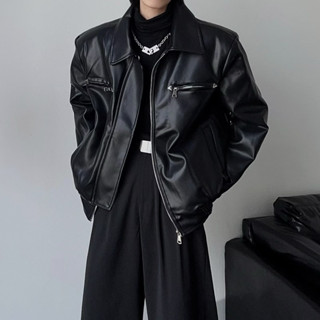 Áo khoác da biker streetwear cleanfit unisex nam nữ. Neiro Leather Jacket màu đen