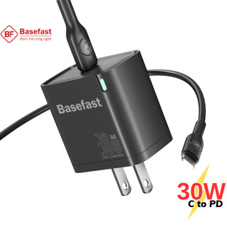 Bộ sạc nhanh 30W Basefast Củ sạc PD30w kèm dây silicon siêu bền cho xs max 11 12 13 14 pro max