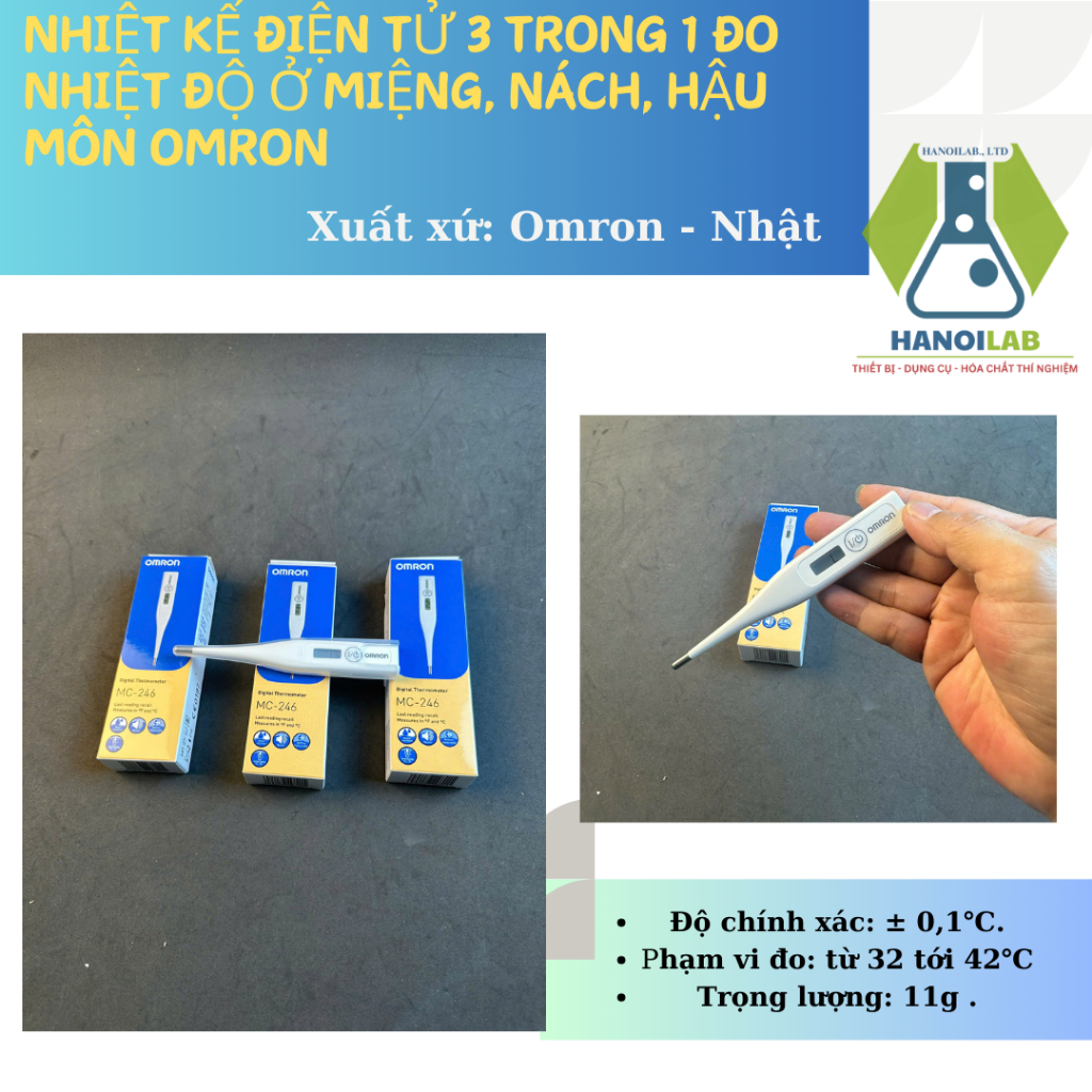 Nhiệt kế điện tử 3 trong 1 đo nhiệt độ ở miệng, nách, hậu môn Omron MC-246- YTHN