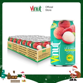 [KHAY 24 LON ]  Nước Ép Vải Vinut, Nước Ép Trái Cây Tươi Vinut  (330ml/lon)