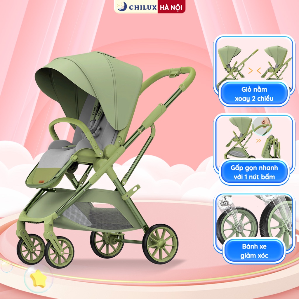 Xe đẩy gấp gọn Chilux M07 - Xoay 2 chiều giỏ nằm tiện lợi, gấp gọn nhanh chóng