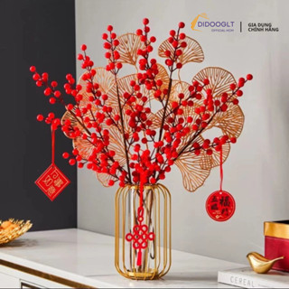 Cành đào đông đỏ 12 nhánh 144 quả đỏ, cành táo trang trí decror Tết_DiDooglt