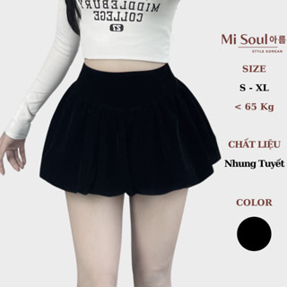 Quần Bí Nhung Xếp Ly Nữ 2 Lớp Dáng Xoè Bồng Misoul, Quần Qủa Bí Tuyết Nhung Xếp Ly Xoè BigSize 368