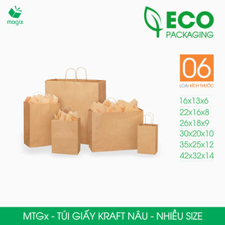  MTG - Combo 25 túi giấy Kraft nâu - Nhiều size - Túi gói hàng túi đựng quà túi giấy đựng quà 