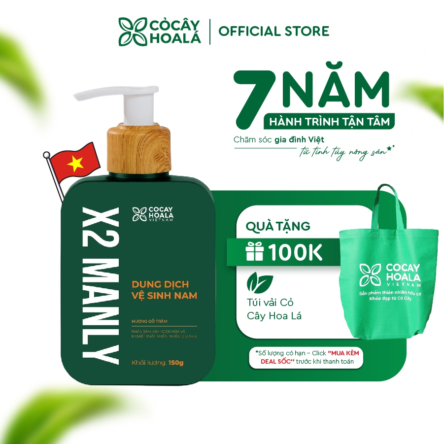 Dung Dịch Vệ Sinh Nam Cỏ Cây Hoa Lá X2 Manly 150Gr Làm Sạch Vùng Kín Nhẹ Nhàng