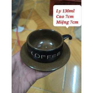 Cốc cà phê gốm Bát Tràng men đen khắc chữ coffee