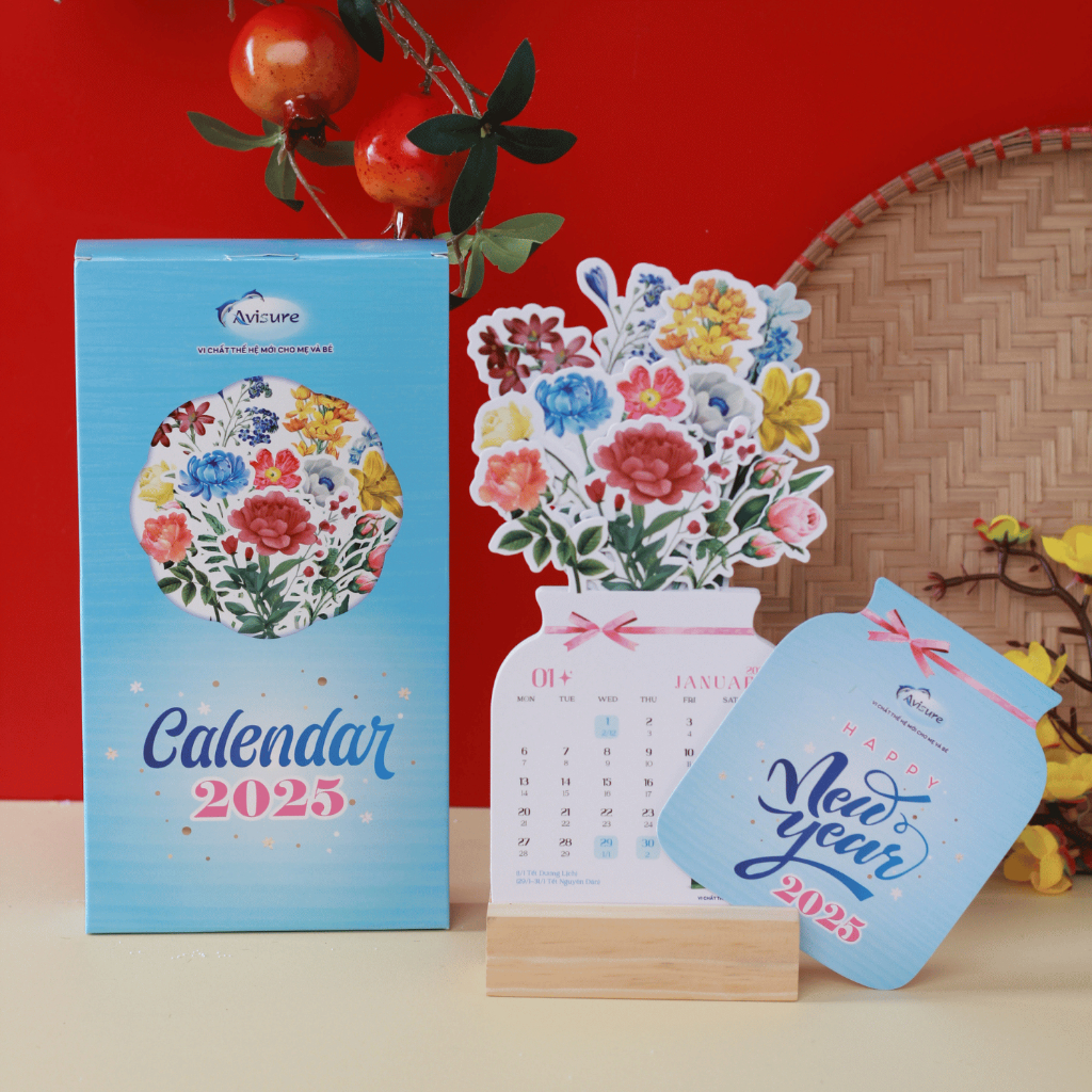 [HB GIFT] Lịch hoa để bàn 2025 Avisure có lịch âm