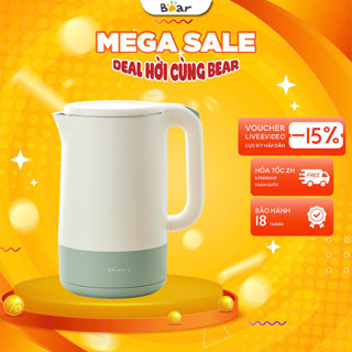 Ấm siêu tốc 1.7L Bear ZDH- R17B2, 1800W, Bình đun sôi nước nhanh, chất liệu inox 304, BH 18 Tháng