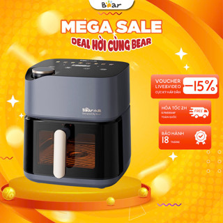 Nồi chiên không dầu hơi nước 6L Bear SQ-E14G5,2000W, Menu cảm ứng, Rã đông , Hẹn giờ, BH 18 Tháng