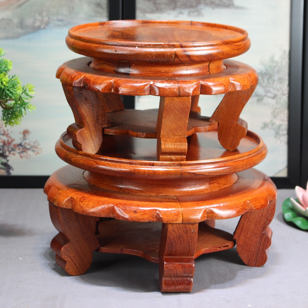 Đế kê kỷ váy gỗ hương kỷ váy gỗ kê tượng kê lọ hoa cao 15,18cm