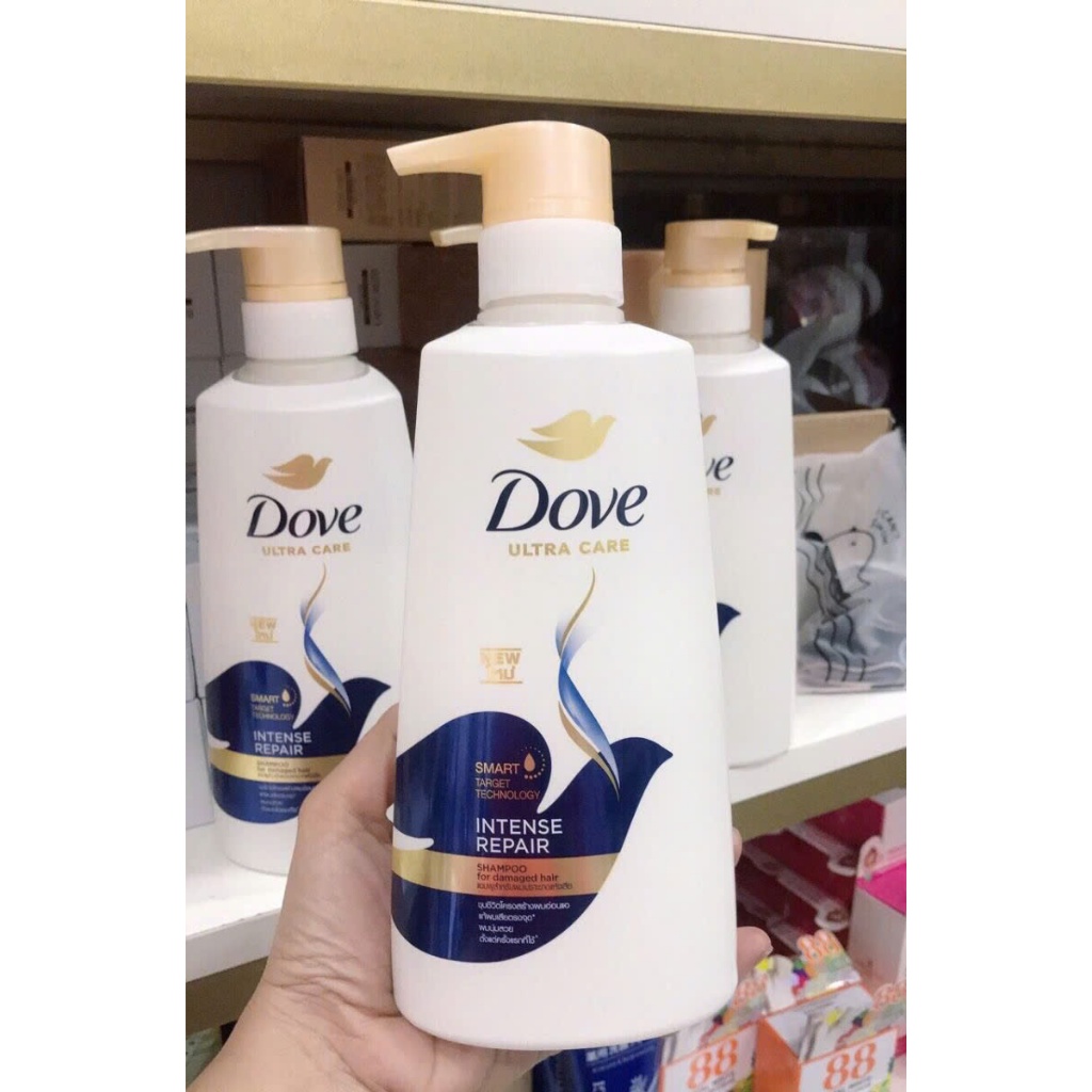 Dầu gội Dove phục hồi hư tổn 410ml Thái Lan Nutritive Solutions Intense Repair dành cho tóc khô xơ, thô ráp, mất độ sang