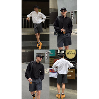 SIAM - ÁO SƠMI ĐEN TRẮNG DÀI TAY FORM BOXY