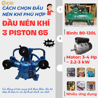 Đầu nén khí có dầu 2 Piston,3 Piston 51mm-65mm 1 2HP 1HP 2HP 3HP đầu máy hơi dây đai hiệu HTC 