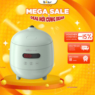  Nồi cơm điện mini 1.2L  lòng nồi 0.3L  Bear DFB-B12L5 Cho 1 người ăn 4 Chế độ nấu BH 18 Tháng 