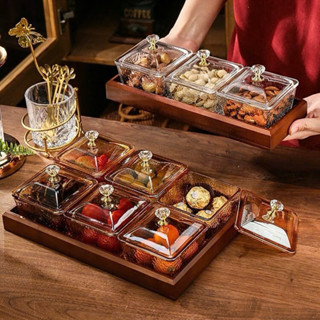 Khay Đựng Mứt Tết Hũ Thủy Tinh Nắp Nhựa Cao Cấp, Hộp đựng bánh kẹ, Khay bánh kẹo tết, Khay mứt, khay mứt tết, Hũ mứt Tết