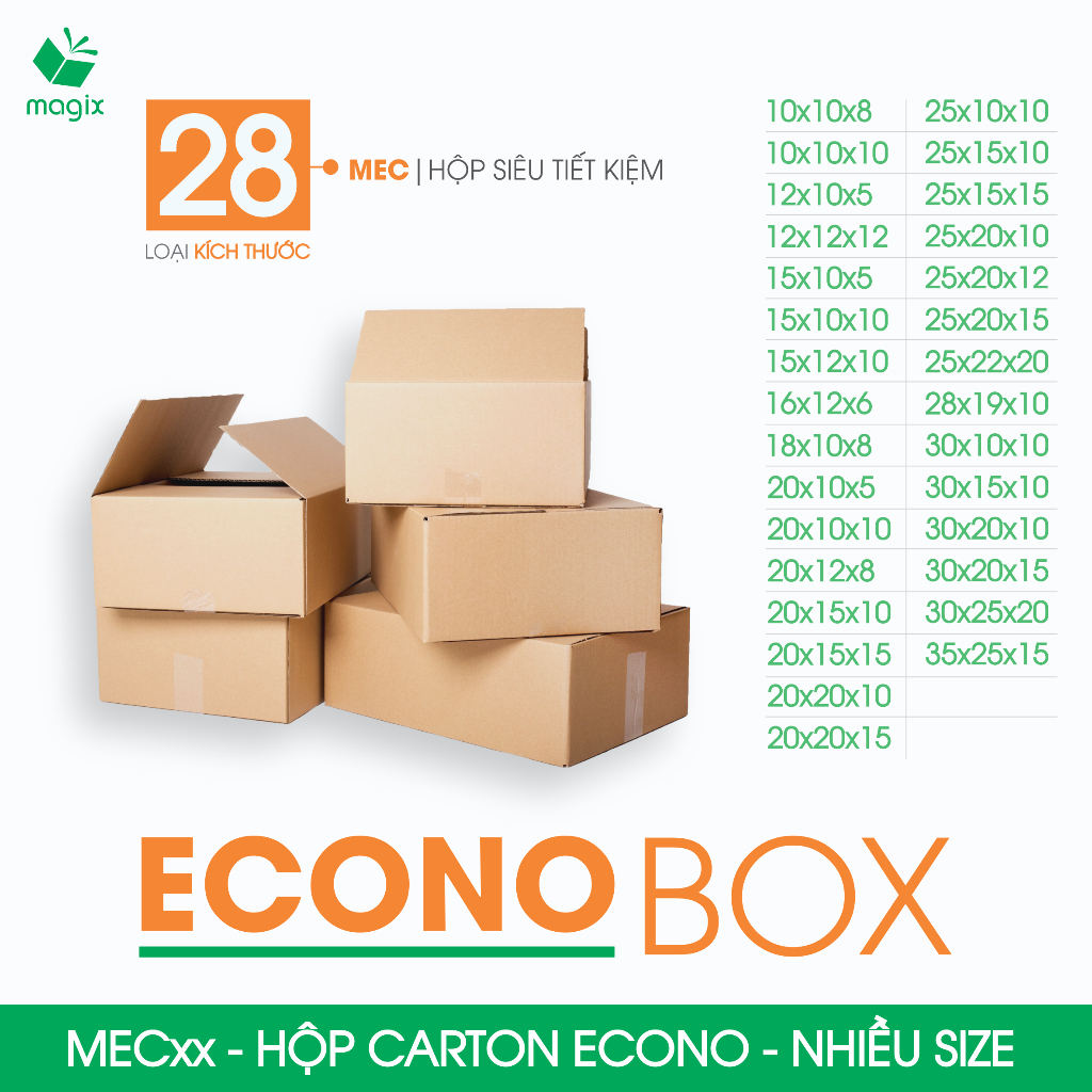 MEC - Combo 20 hộp carton Siêu Tiết Kiệm - Nhiều size - Thùng carton, hộp gói hàng, hộp đóng hàng