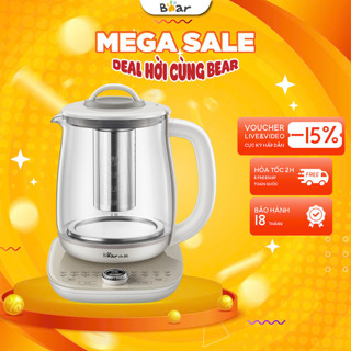 Ấm Điện Pha Trà 1.8L Đa Năng Bear YSH-C18P1, 1000W, Bình Đun Nước Giữ Nhiệt Hẹn Giờ, BH 18 Tháng