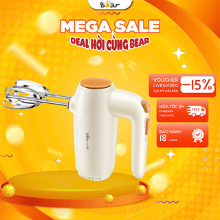 Máy đánh trứng đánh kem cầm tay Bear DDQ-B01K1, 5 Chế độ, 125W, 2 que inox 304 an toàn, BH 18 Tháng