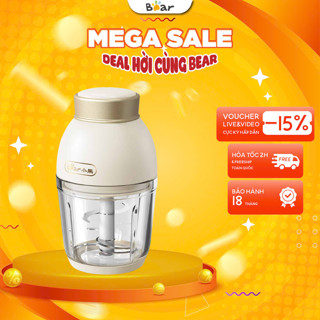 Máy Xay Ăn Dặm Cho Bé 0,6L Bear QSJ-D02Q1- 6 Lưỡi Dao Xay Đa Năng Cháo Thịt Tỏi Ớt Nhỏ Gọn, BH 18T