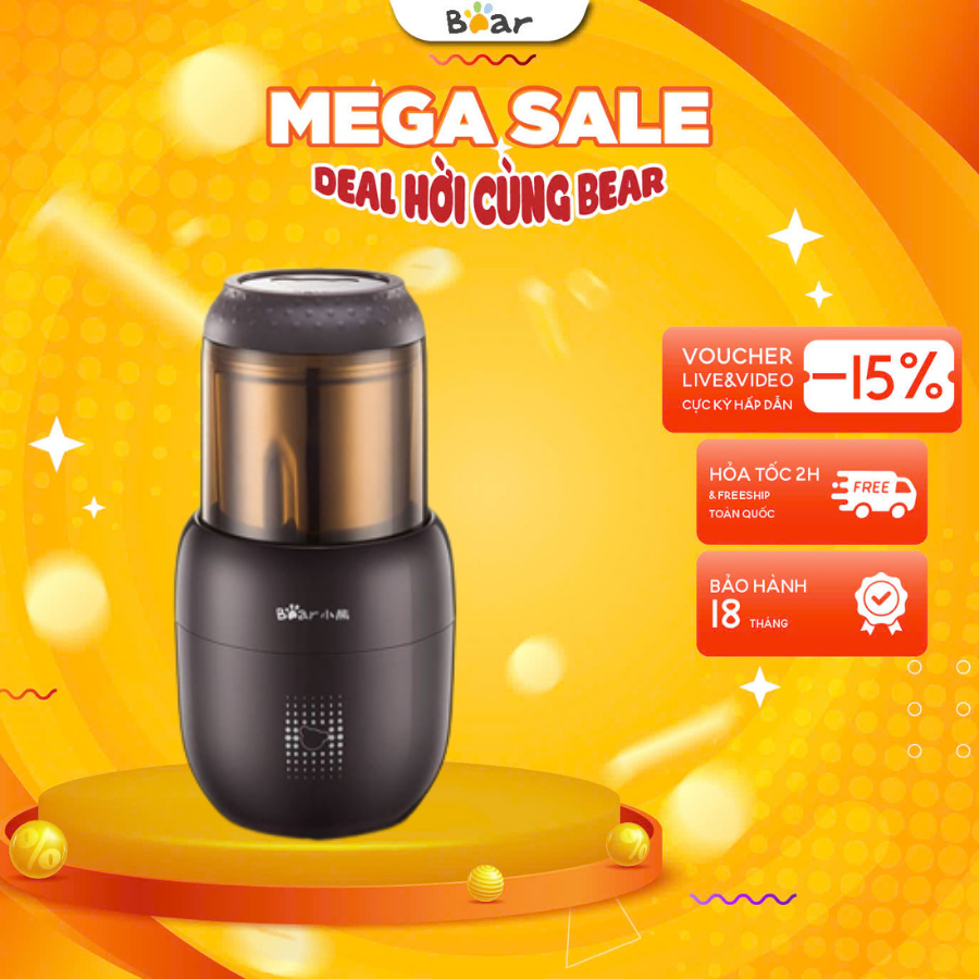 Máy xay bột khô đa năng BEAR FSJ-A03D1S, 300W,4 lưỡi inox, xay cà phê, tiêu, ớt, ngũ cốc,BH 18 tháng