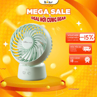  Quạt tích điện mini cầm tay Bear DFS - C09L8 5 Cánh quạt,3 chế độ Gió tự nhiên Êm dịu BH 18 thág 