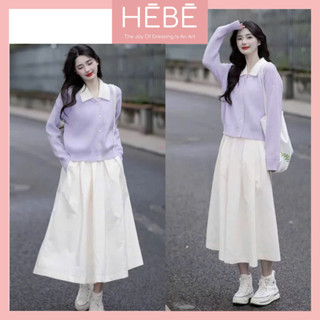 Set Áo Váy Nữ Misaki Thiết Kế Áo Len Kèm Chân Váy Xòe Vải Kaki, Set Đồ Nữ Style Hàn Quốc Sang Chảnh Thời Trang HEBE