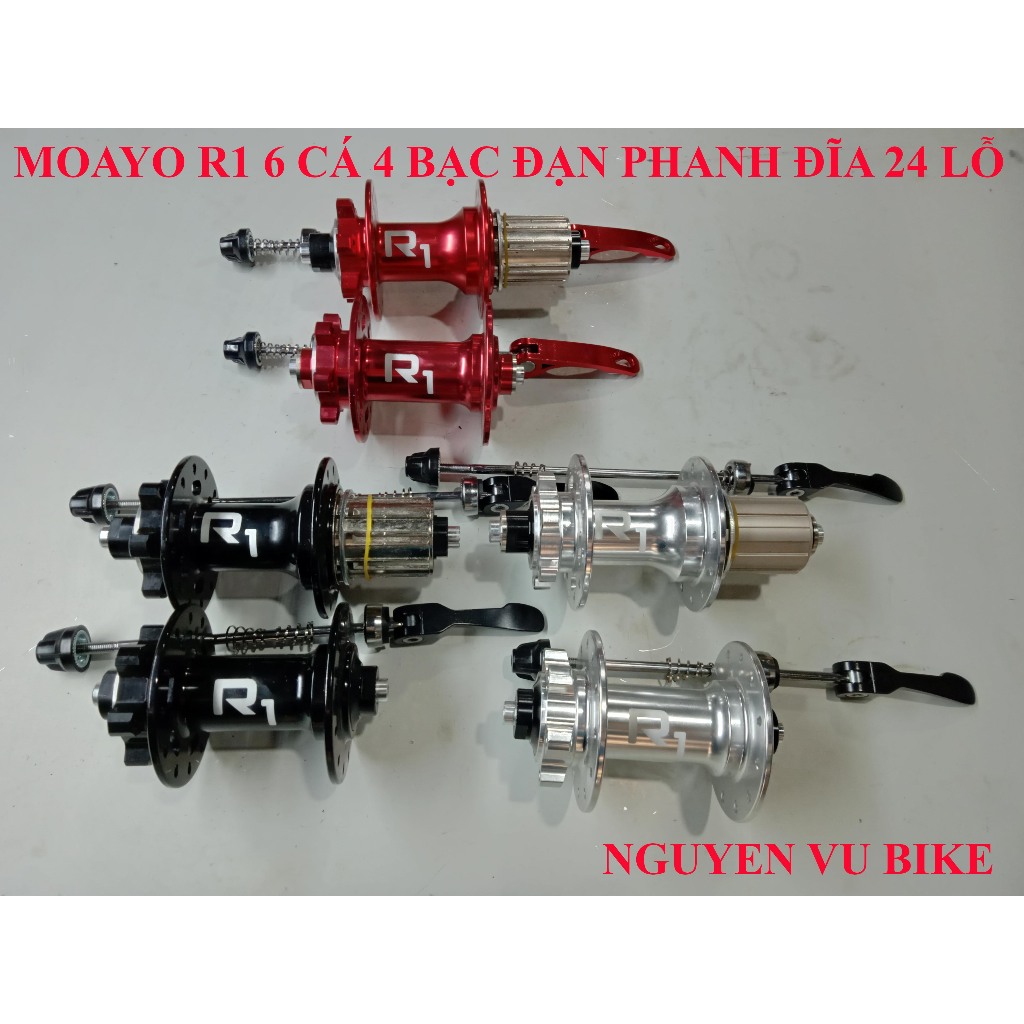 Hub xe đạp R1 dùng phanh đĩa líp thả 24-32 lỗ, Moayo nhôm xe đạp cối nổ, Đùm xe đạp dùng líp thả 7-8