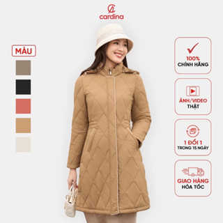 Áo phao trần trám nữ CARDINA dáng dài với cấu trúc bông Nhật Bản mang lại hiệu quả giữ ấm tối ưu 4PDF03