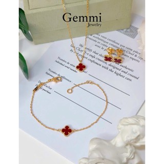   Hàng siêu cấp  - Set trang sức hoa cỏ 4 lá bản bé  9mm  Rosegold - Gemmi Jewelry 