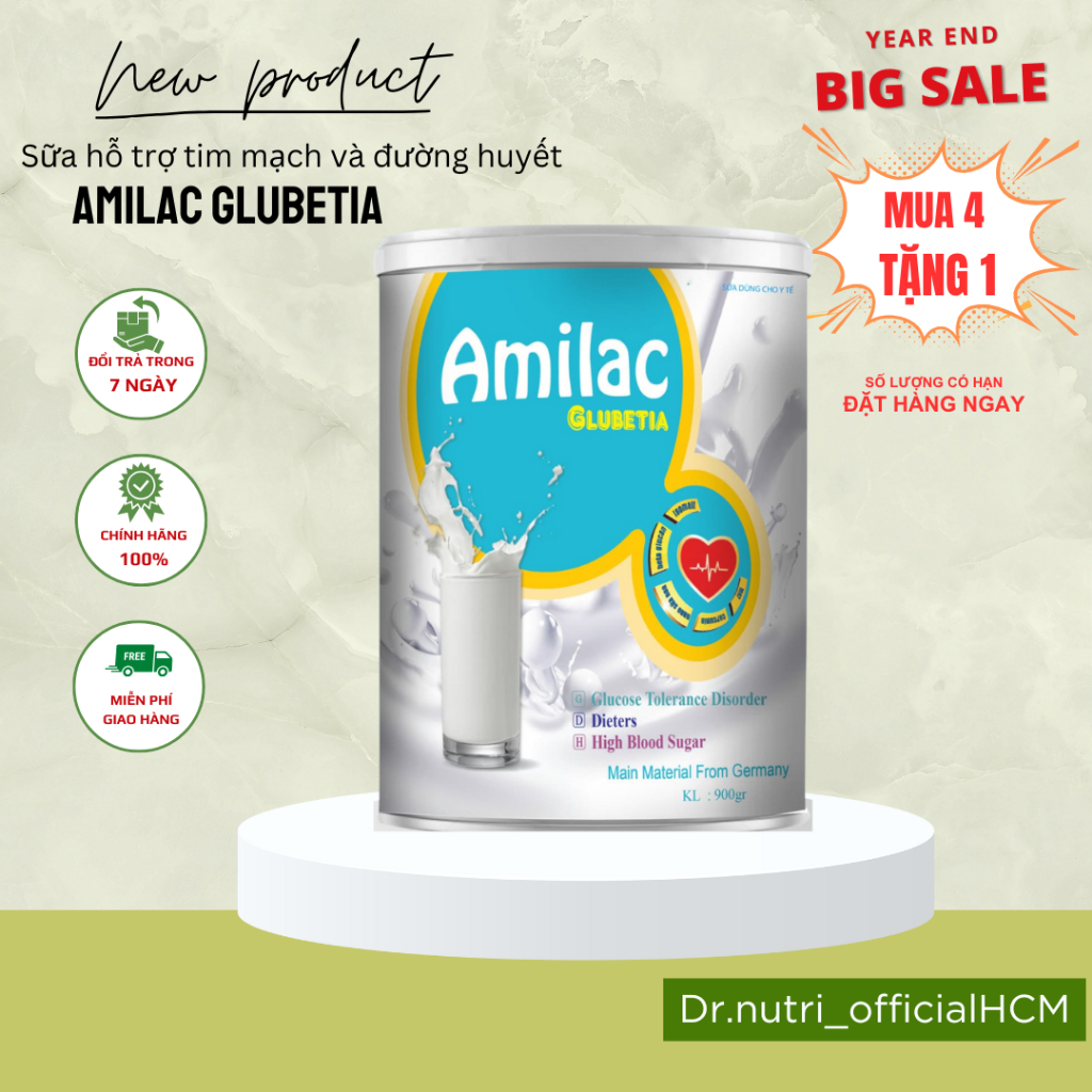 Sữa bột tiểu đường Amilac Glubetia giúp ổn định đường huyết, hỗ trợ tim mạch và xương khớp